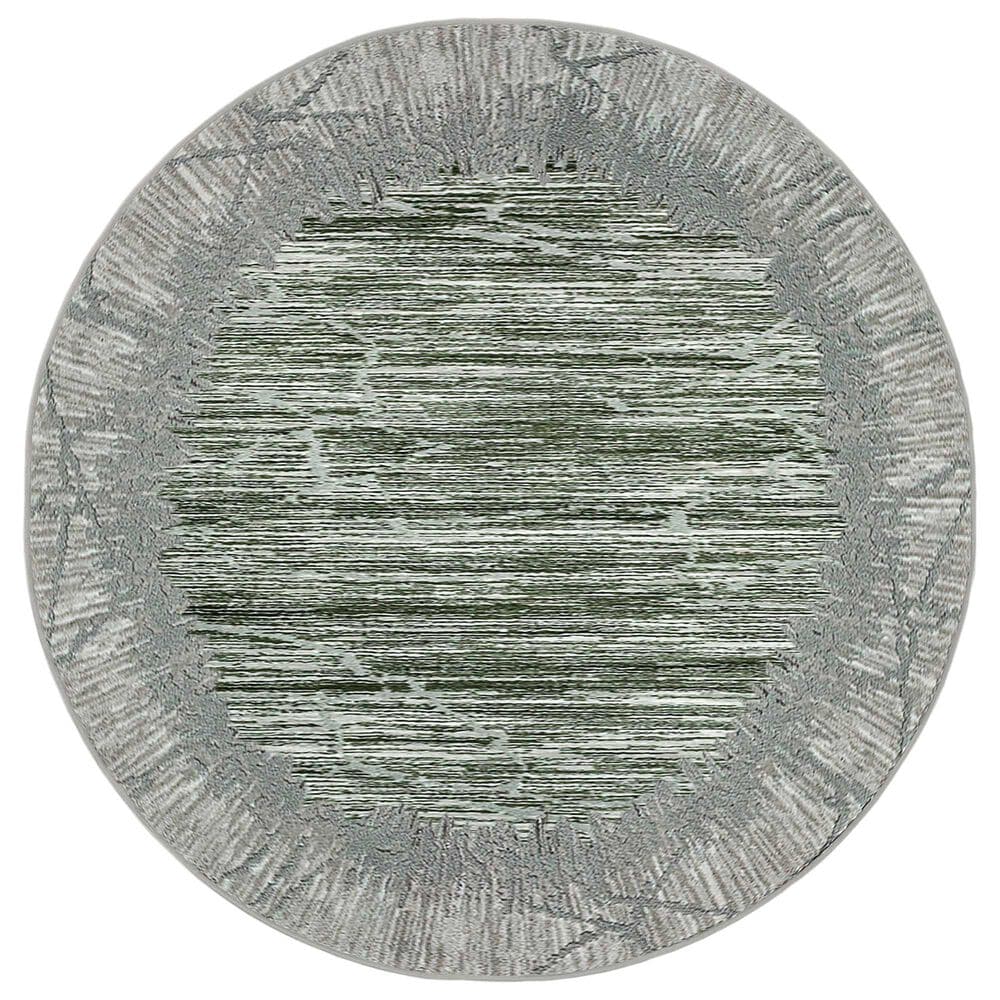 Radici USA Davide Abstract 5"3" Round Green Area Rug, , large