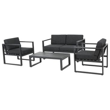 Noble House Jameson 4-Piece Patio Chat Set in Dark Gray, , large