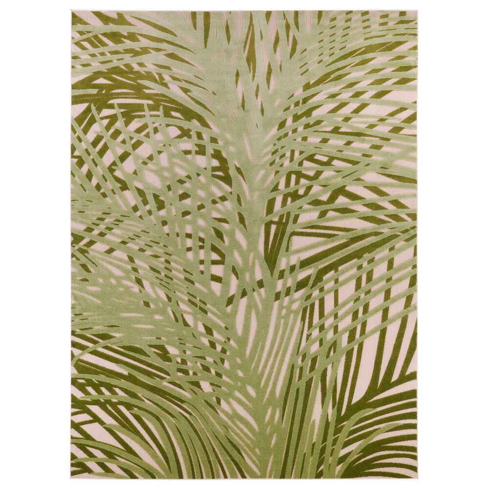Nourison Aloha ALH41 6" x 9" Ivory and Green Indoor/Outdoor Area Rug, , large