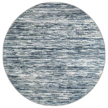 Radici USA Davide Striped 7"10" Round Blue Area Rug, , large
