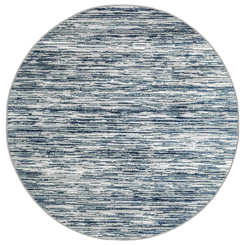Radici USA Davide Striped 7"10" Round Blue Area Rug, , large