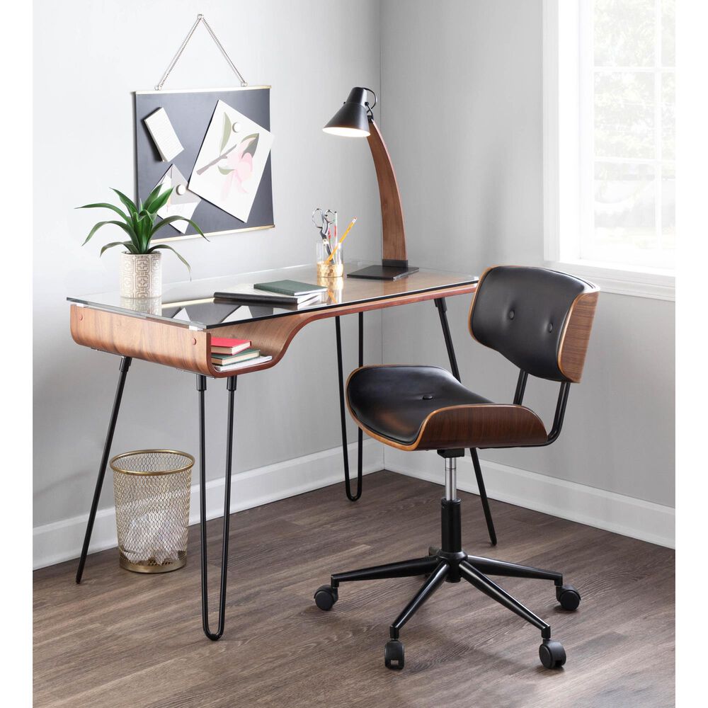 Lumisource Avery Writing Desk in Black, Walnut and Clear, , large