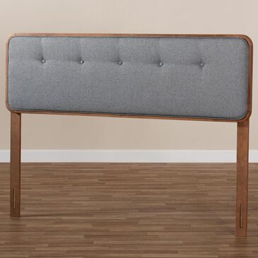 Baxton Studio Palina Queen Upholstered Headboard in Dark Gray/Walnut, , large