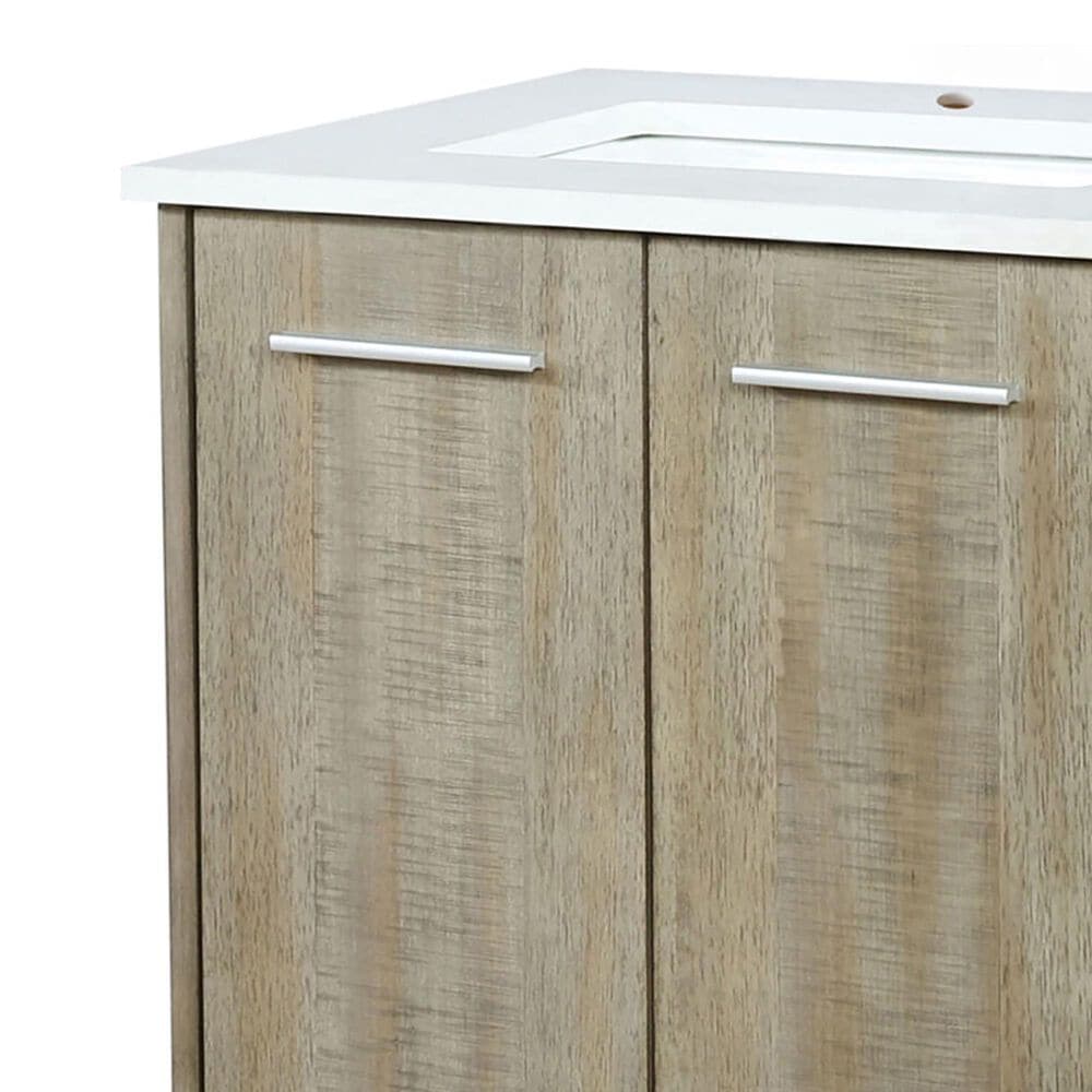 Lexora Home Lancy 24&quot; Single Bathroom Vanity in Rustic Acacia with 2 cm White Cultured Marble Top and Rectangular Sink, , large