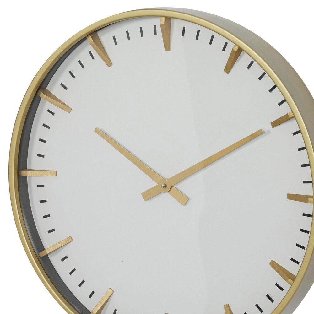 Maple and Jade Decorative Wall Clock in Matte Gold and White, , large