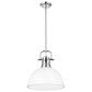 Golden Lighting Duncan 1-Light Pendant with Rod and Matte White Shade in Chrome, , large