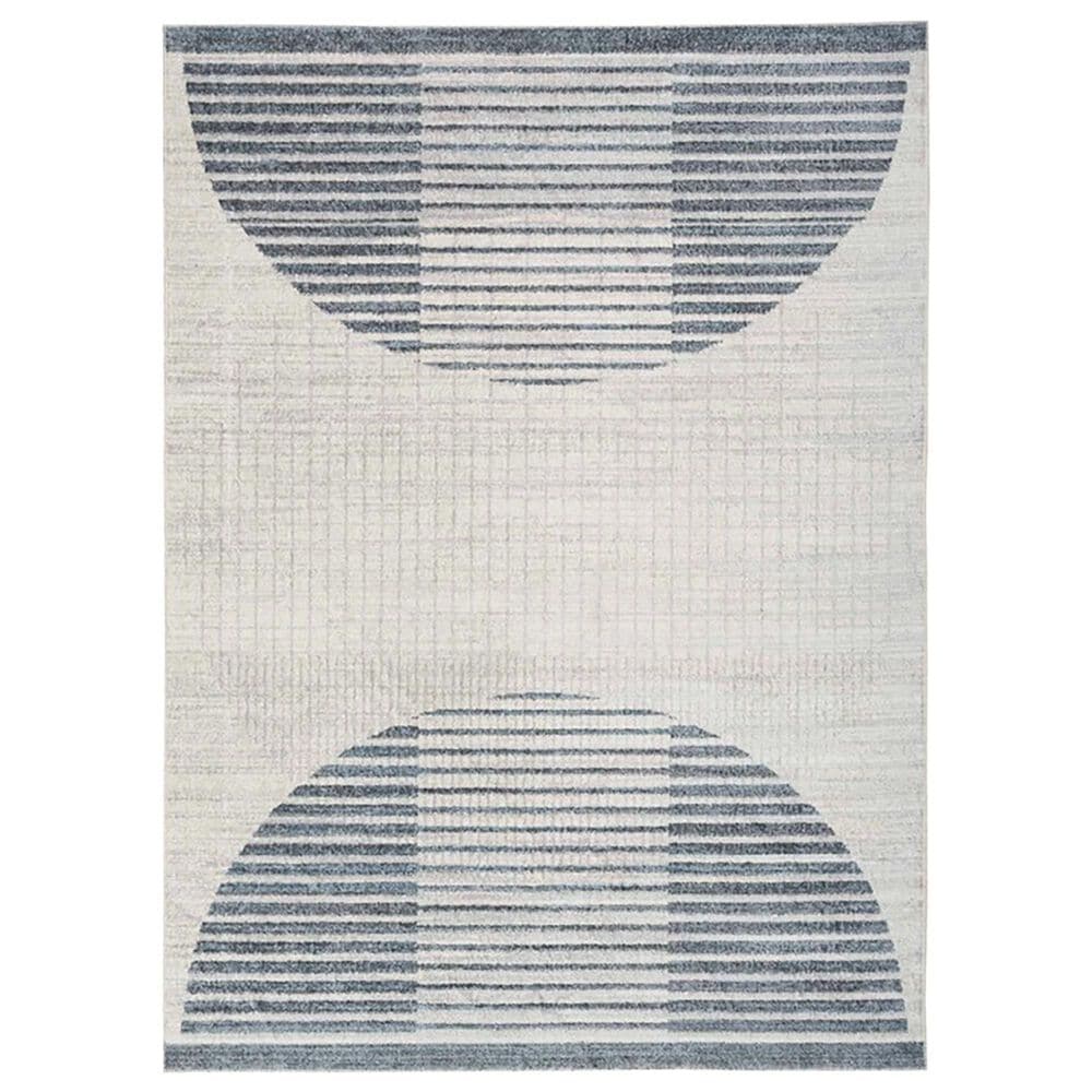 Nourison Astra Machine Washable ASW03 3"3" x 5" Ivory and Blue Area Rug, , large