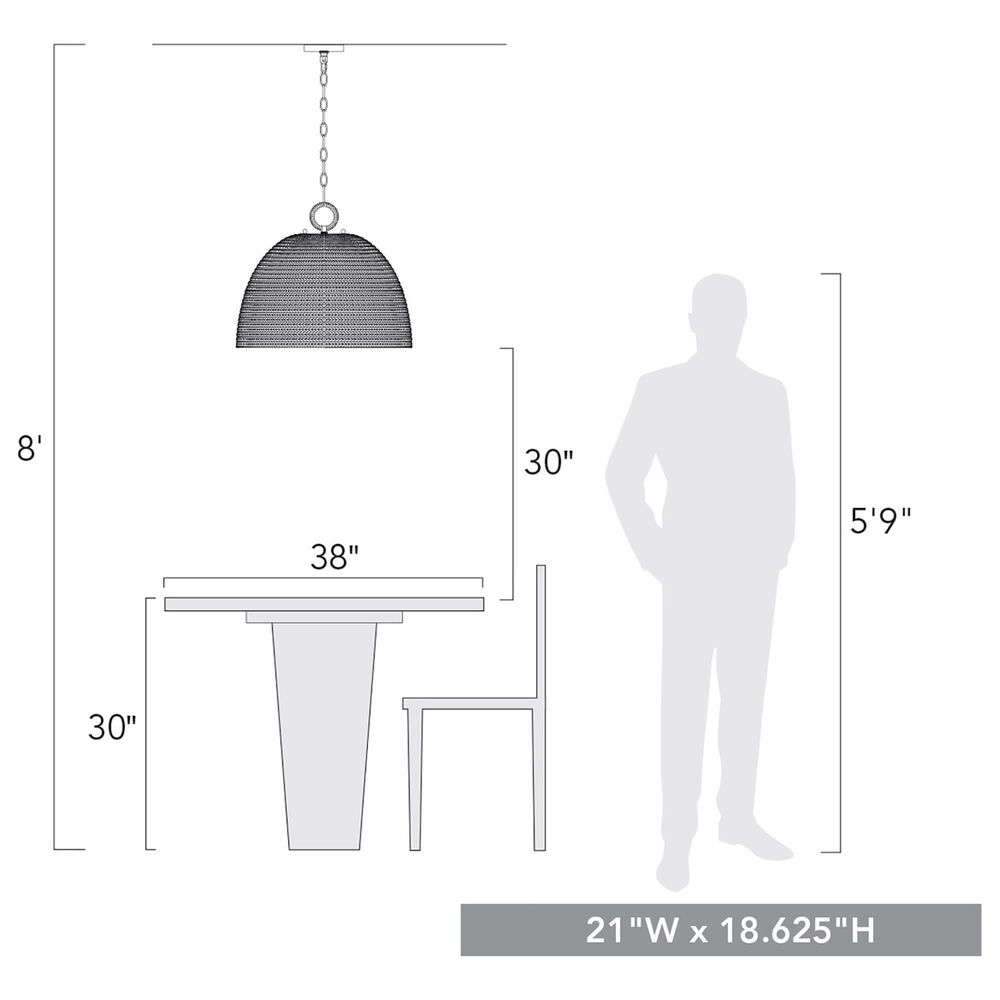 Golden Lighting Rue 5-Light Pendant in Matte Black with Woven Sweet Grass Shade, , large