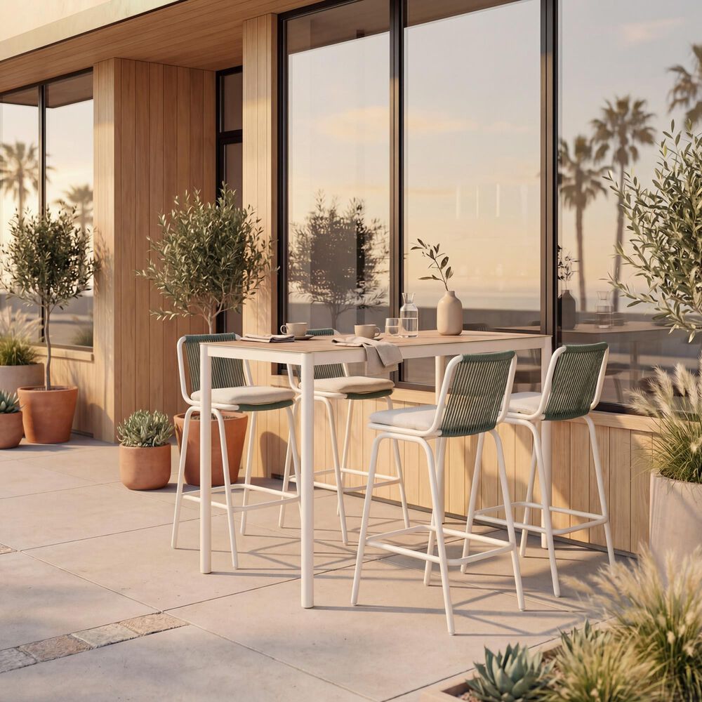 Zuo Modern Luft Patio Barstool in Beige and Green (Set of 2), , large