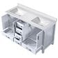 Lexora Home Jacques 60" Double Bathroom Vanity in White with 2 cm White Cultured Marble Top and Rectangular Sinks, , large