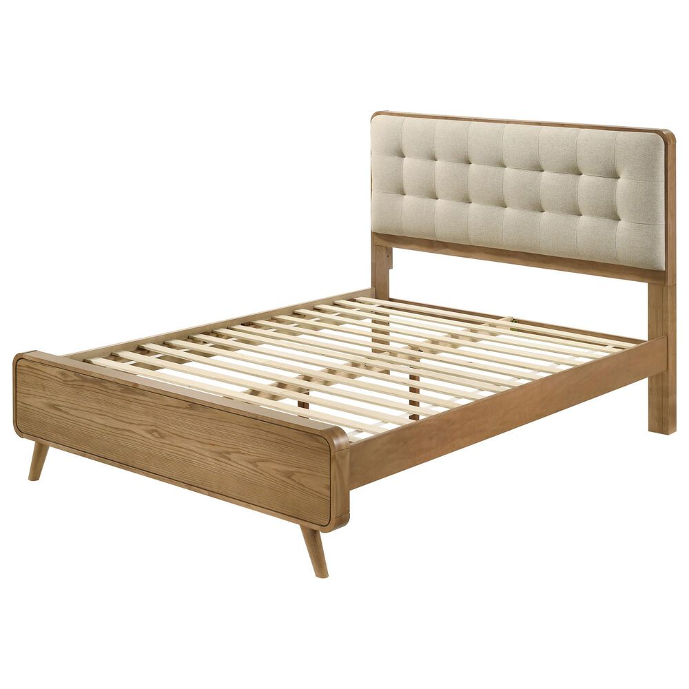 Pacific Landing Robyn California King Upholstered Platform Bed in Cool Biege and Light Ash, , large