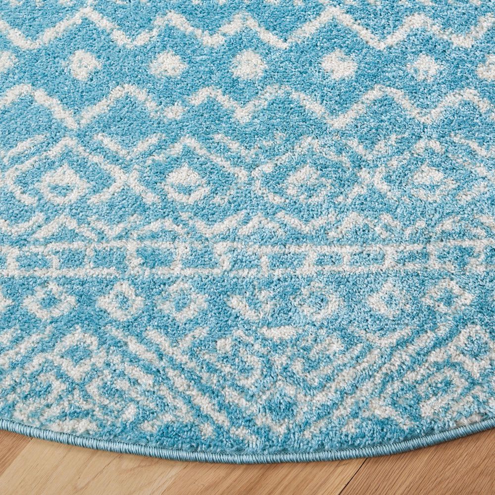 Safavieh Tulum  6&#39;7&quot; Round Turquoise and Ivory Area Rug, , large