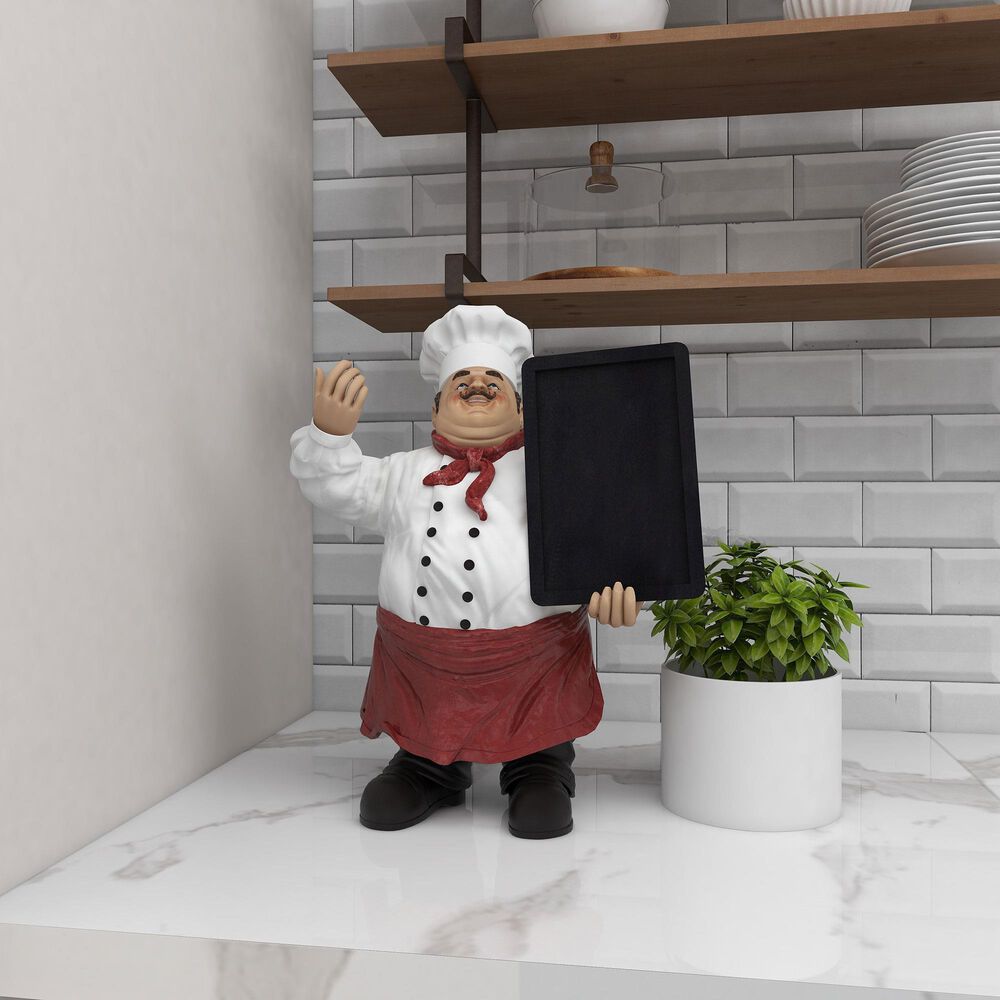 Maple and Jade Polystone Chef Decorative Sign in Black, Red and White, , large