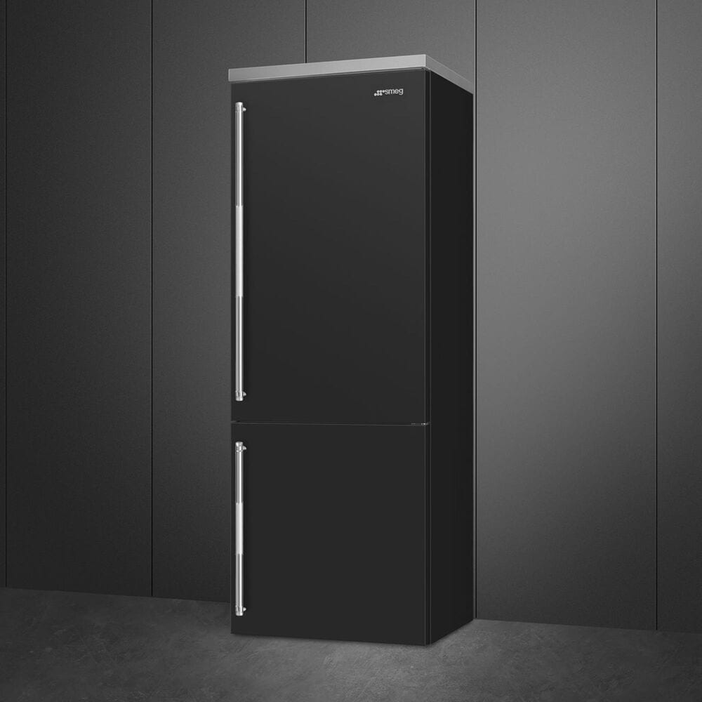 SMEG 16.28 Cu. Ft. Freestanding Bottom Freezer Refrigerator in Matte Black, , large