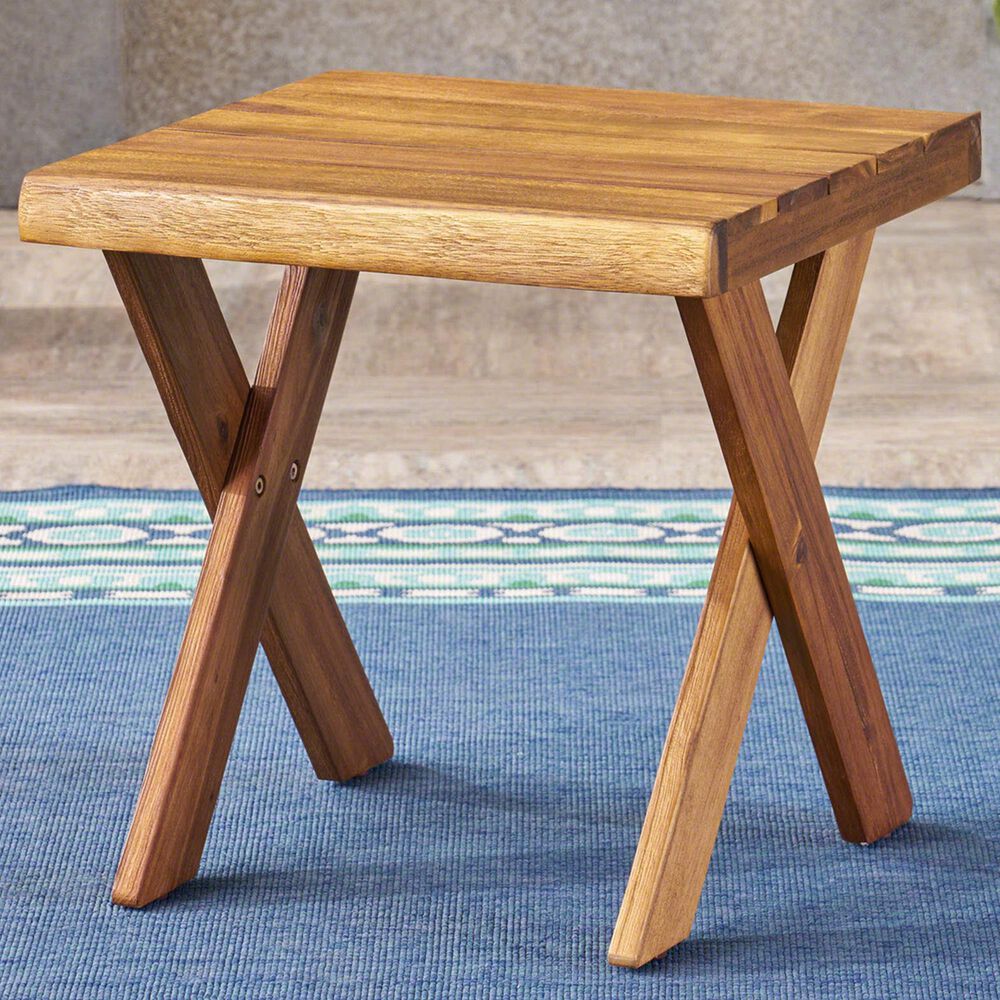 Hearth and Haven Square Patio End Table in Teak, , large