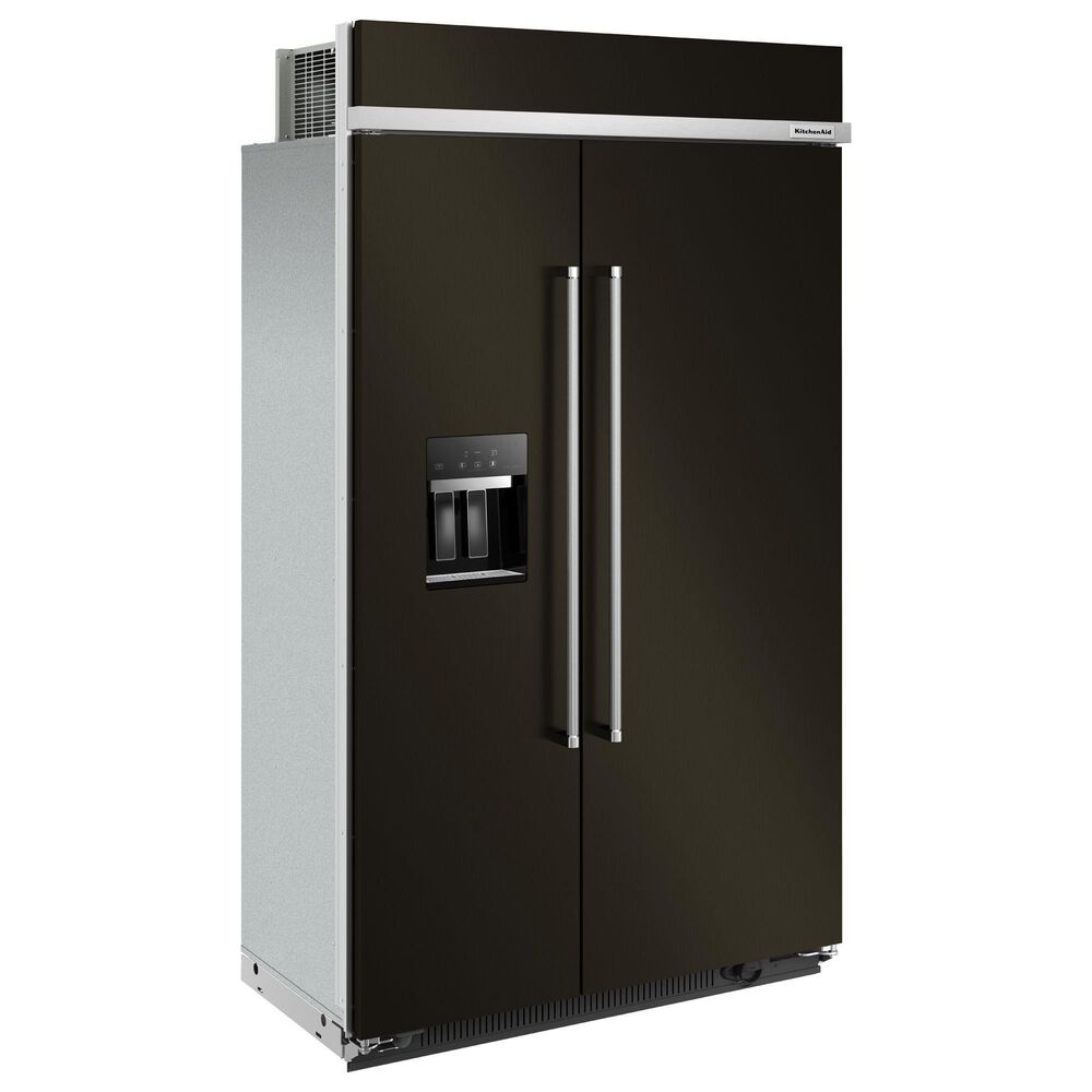 KitchenAid 29.4 Cu. Ft. Built-In Side by Side Refrigerator in Black Stainless Steel, , large