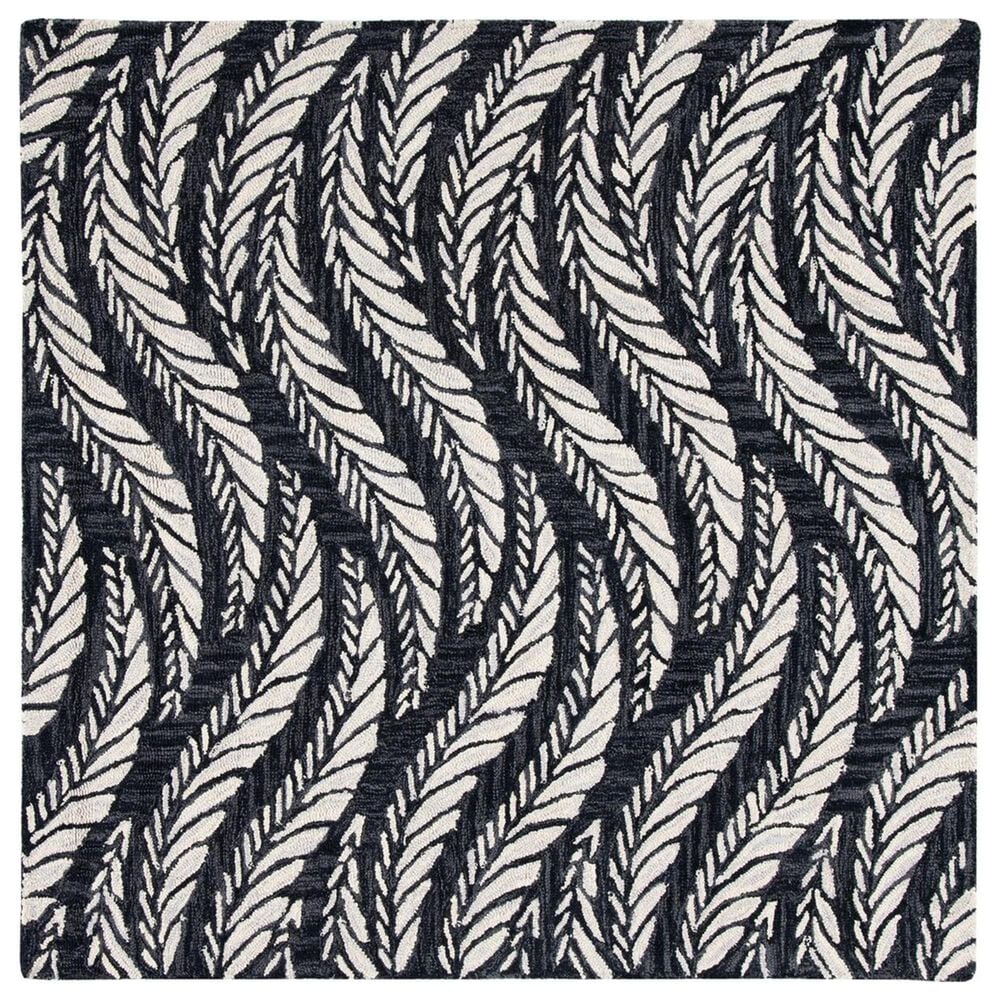 Safavieh Micro-Loop MLP170H 5" Square Charcoal and Ivory Area Rug, , large