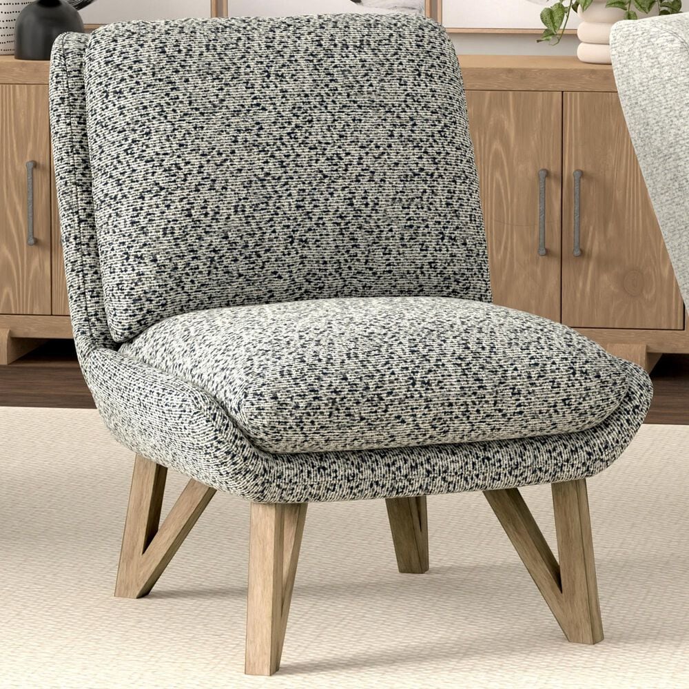 Golden Wave Furniture Emerson Armless Accent Chair in Speckled Navy, , large