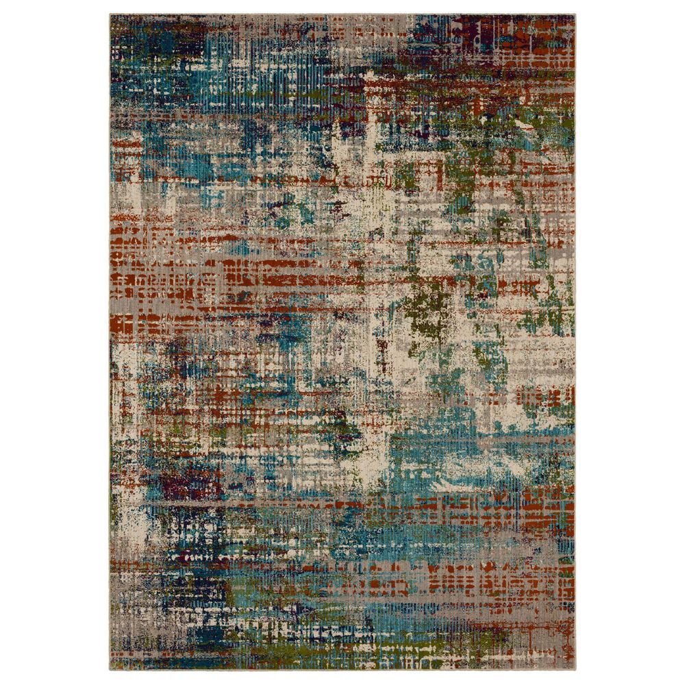 Karastan Meraki Felicie 2"3" x 7"10" Gray, Sapphire, Rust and Olive Runner, , large