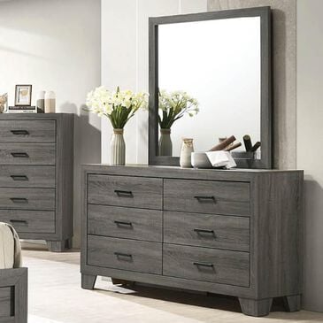 Everly Living Durham 6-Drawer Dresser and Mirror Set in Gray, , large