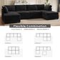 HOMLUX 6-Piece Mod Sectional with Ottomans in Black, , large