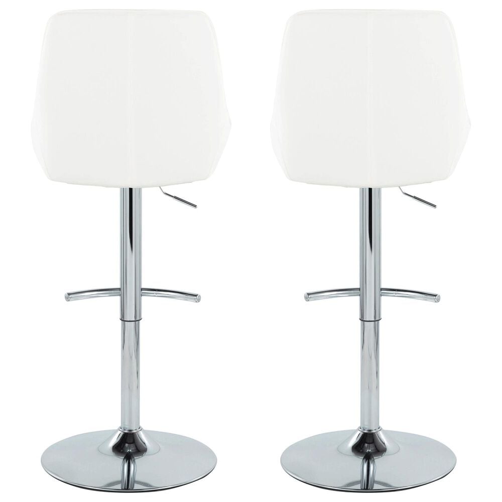 LumiSource Diana Adjustable Barstool with White Faux Leather Upholstery in Chrome (Set of 2), , large