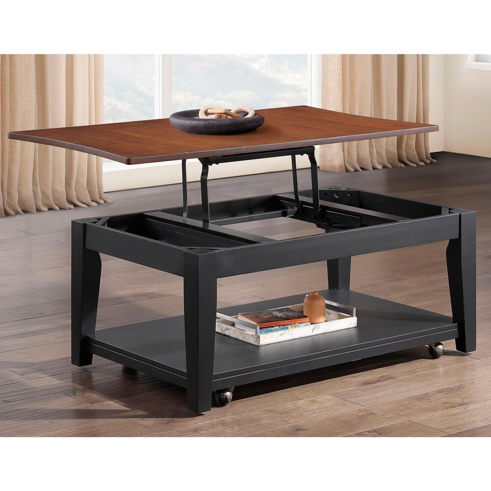 Crystal City Joplin Lift Top Cocktail Table with Casters in Walnut and Ebony, , large