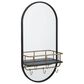 Maple and Jade Metal Oval Wall Mirror with 1 Shelf in Matte Black, , large