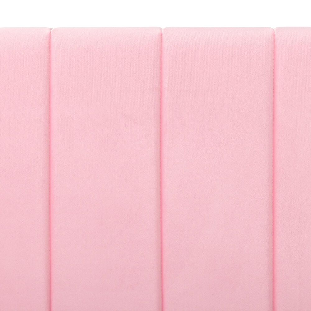 HOMLUX Queen Upholstered Platform Bed Frame with Velvet Headboard in Pink, , large