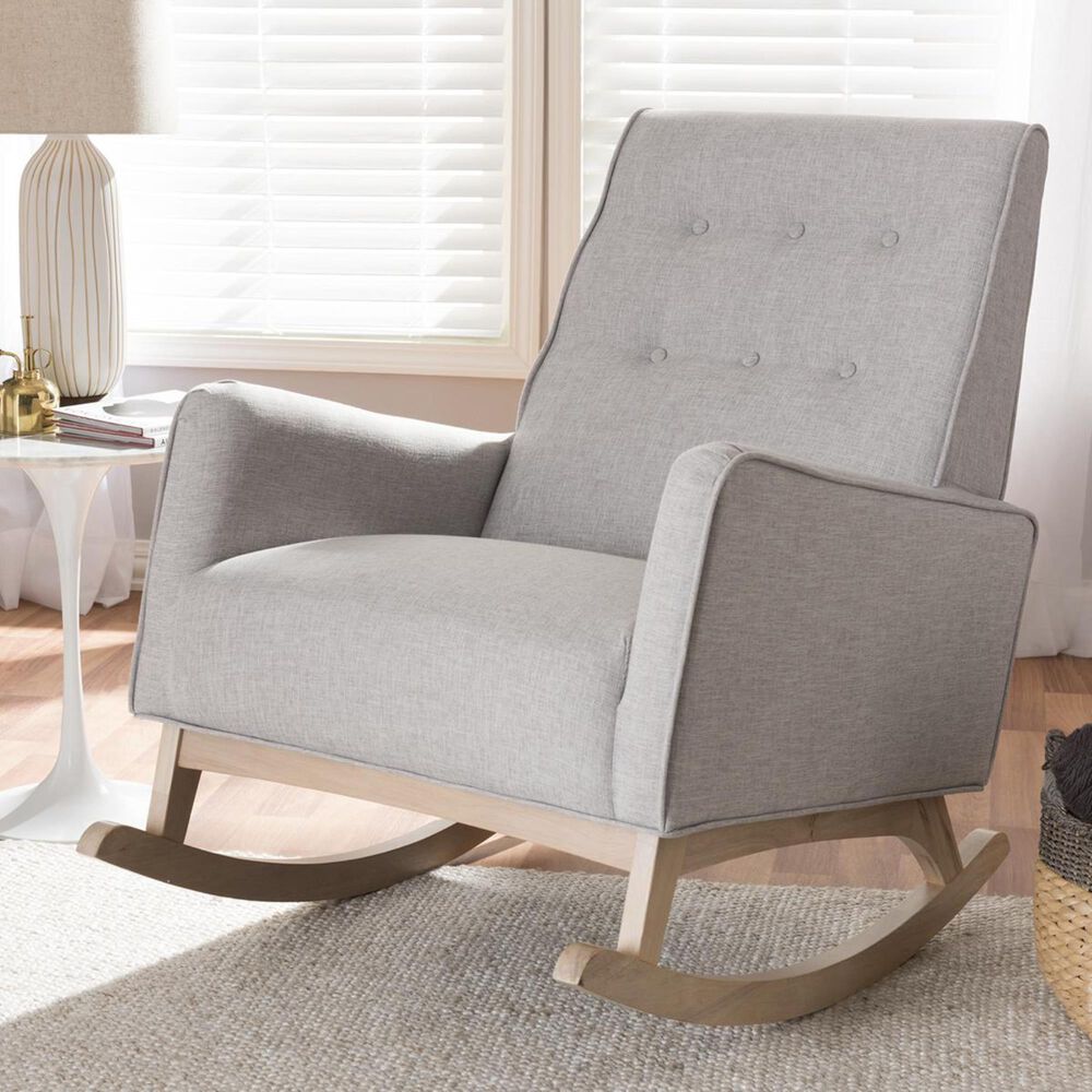 Baxton Studio Marlena Rocking Chair in Greyish Beige, , large