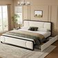 HOMLUX King Upholstered Platform Bed Frame in Beige, , large