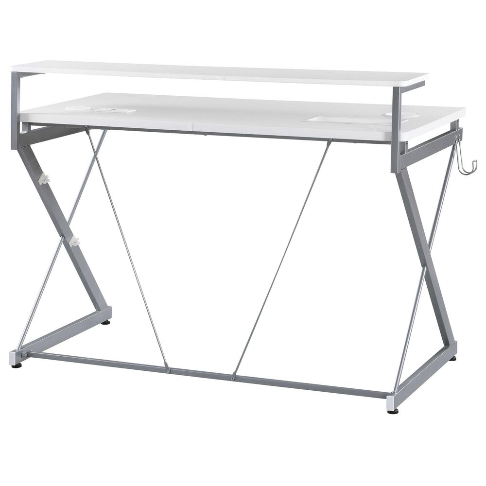 OSP Home Emulator Battlestation Gaming Desk in White and Carbon, , large