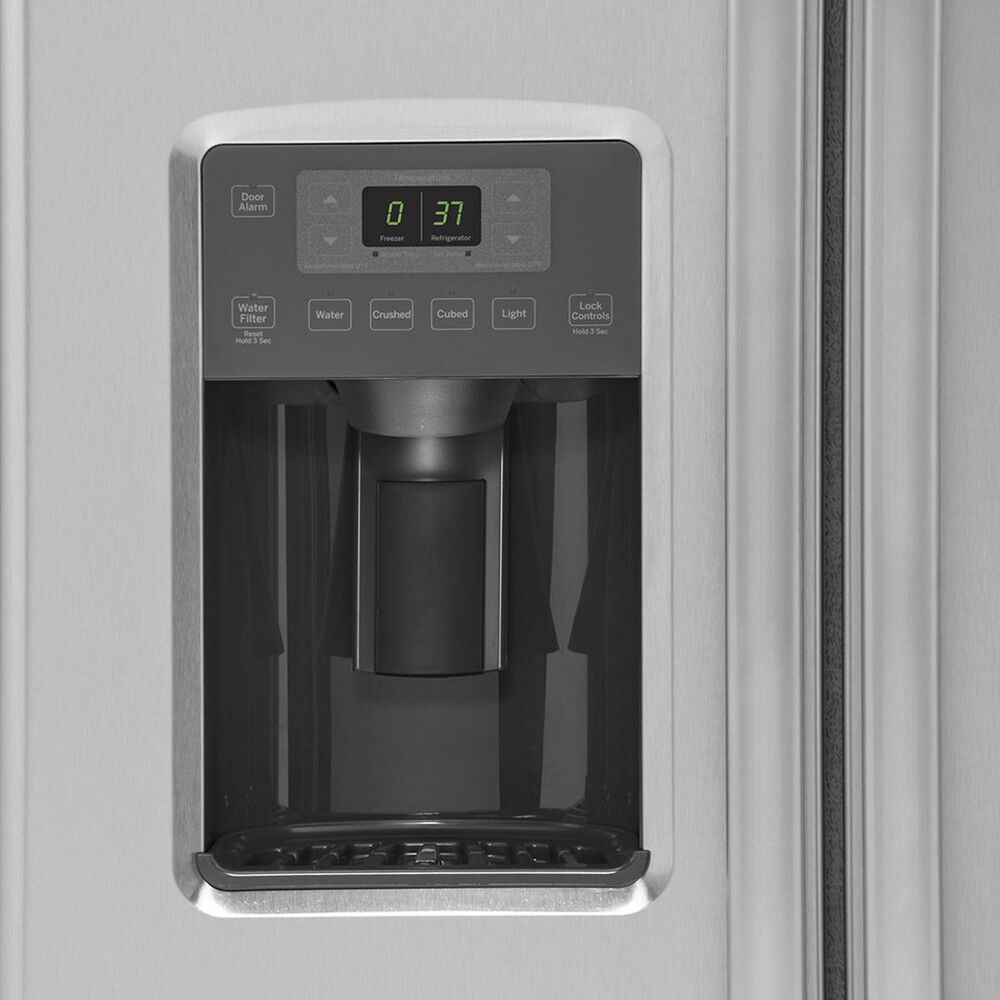 GE Appliances 21.9 Cu. Ft. Counter-Depth Side by Side Refrigerator in Stainless Steel, , large