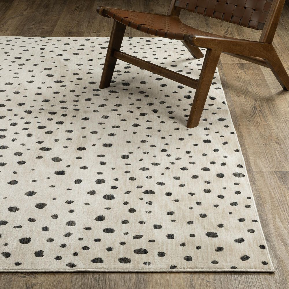 ROW by Oriental Weavers Hunter Polka Dots Beige and Black 3'3" x 5' Area Rug, , large