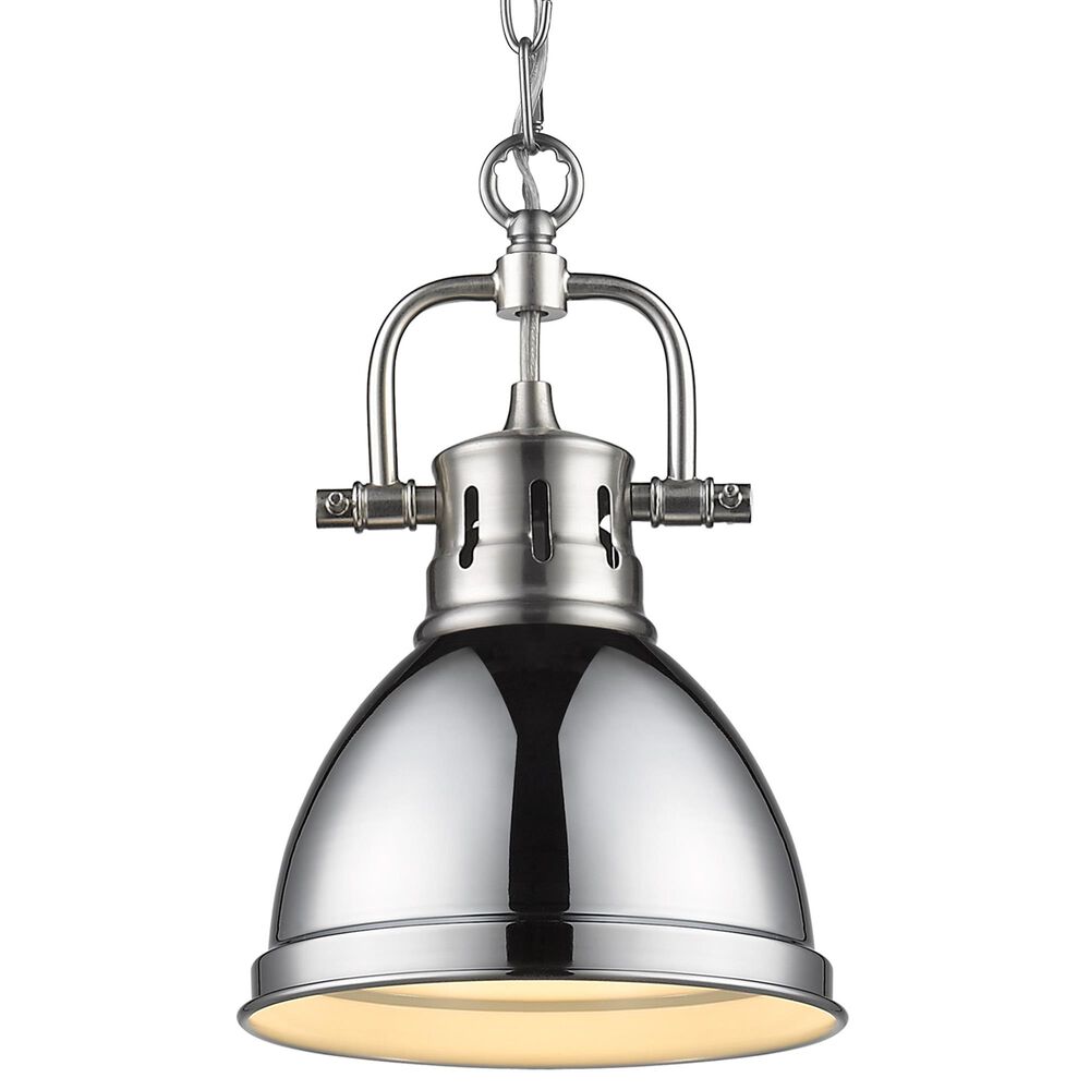 Golden Lighting Duncan Mini Pendant in Chrome with Chain in Pewter, , large