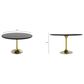 Leisuremod LeisureMod Verve Collection 48 Round Dining Table, Brushed Gold Base with Cognac Brown MDF Top, , large