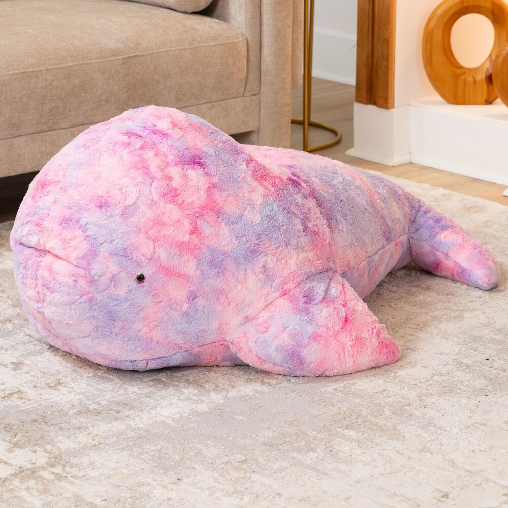 Jaxx Marina The Whale Sea Buddy Large Kids Stuffed Animal Bean Bag in Unicorn Pink, , large