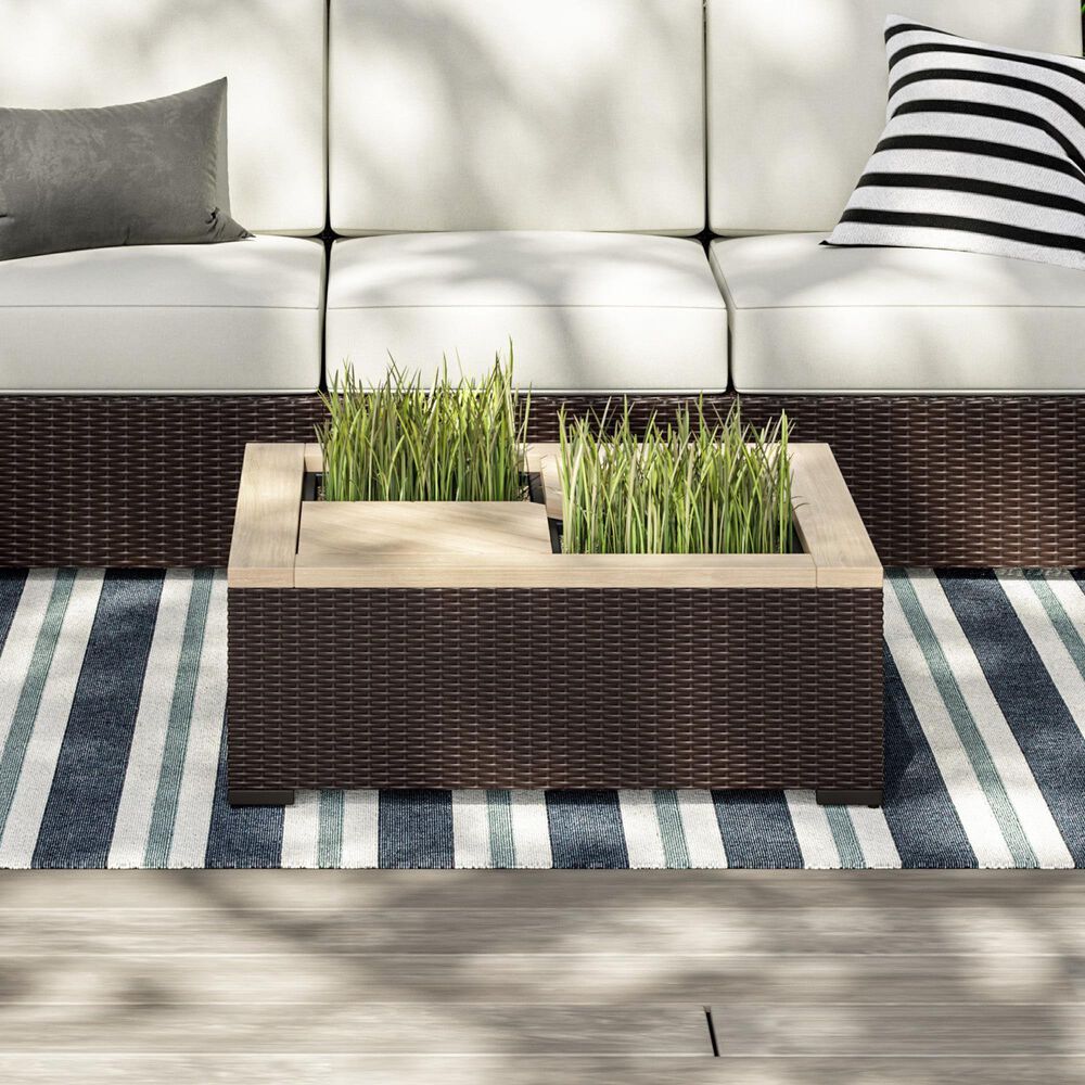 Homestyles Palm Springs 4-Piece Patio Loveseat Set in Brown, , large