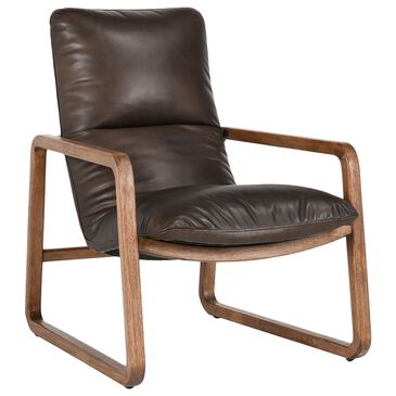 Classic Home Atticus Leather Accent Chair in Brown, , large