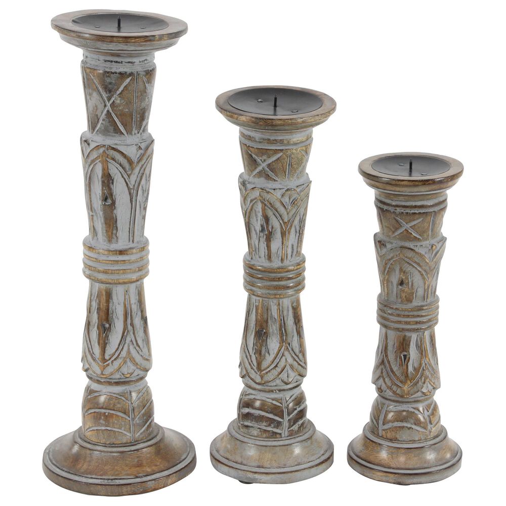 Maple and Jade 18" Candle Holder in Light Brown (Set of 3), , large