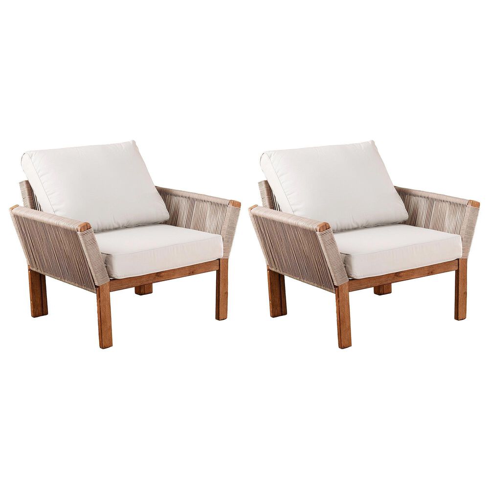 Southern Enterprises Brendina Arm Chair in Oiled Acacia and Natural (Set of 2), , large