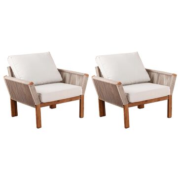 Southern Enterprises Brendina Arm Chair in Oiled Acacia and Natural (Set of 2), , large