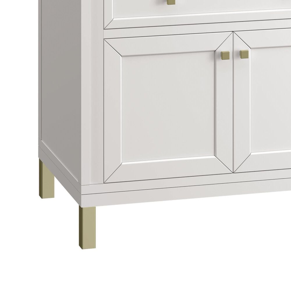 James Martin Vanities Chicago 36&quot; Single Bathroom Vanity in Glossy White with 3 cm Victorian Silver Quartz Top and Rectangular Sink, , large
