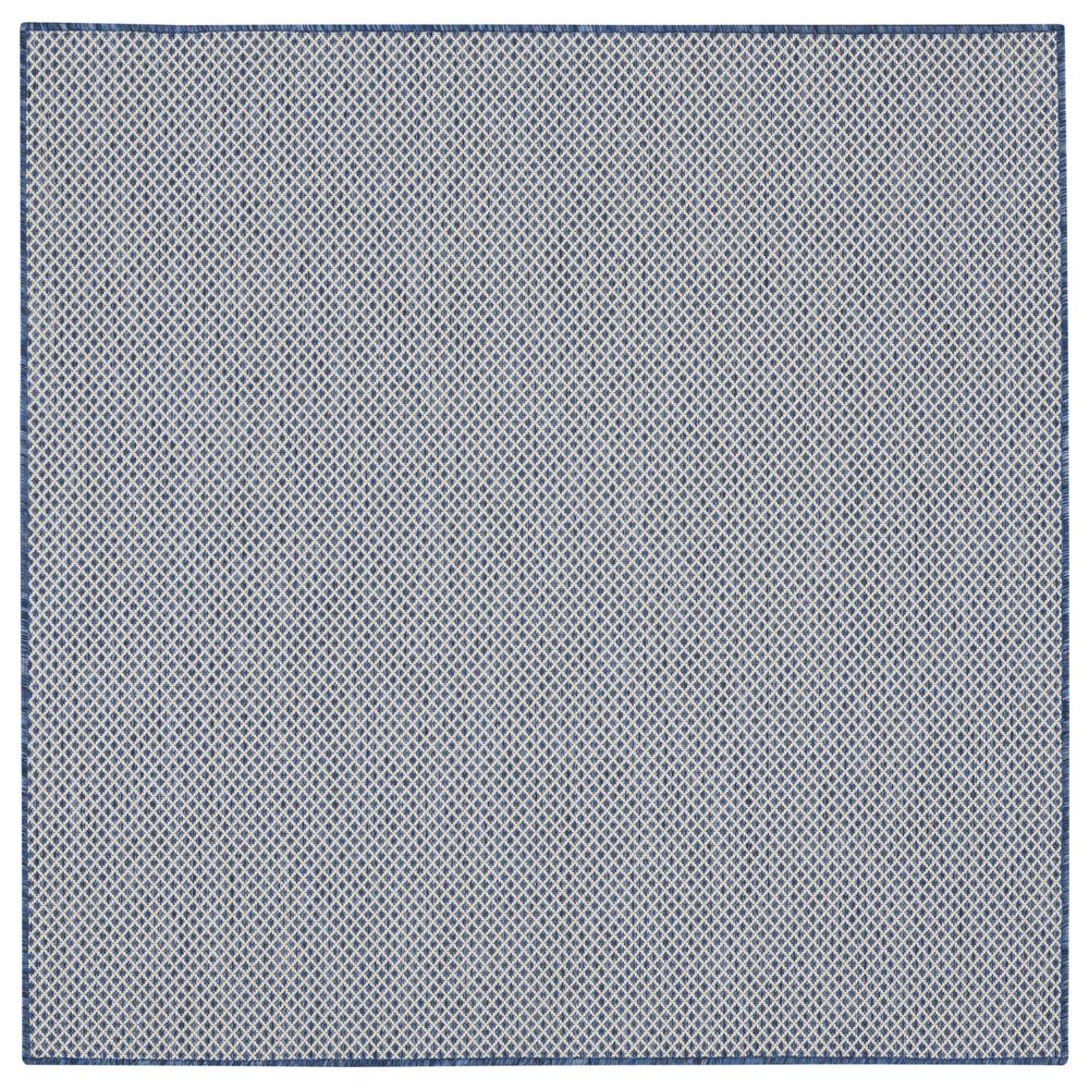 Nourison Courtyard Ivory and Blue 4" Square Indoor/Outdoor Area Rug, , large
