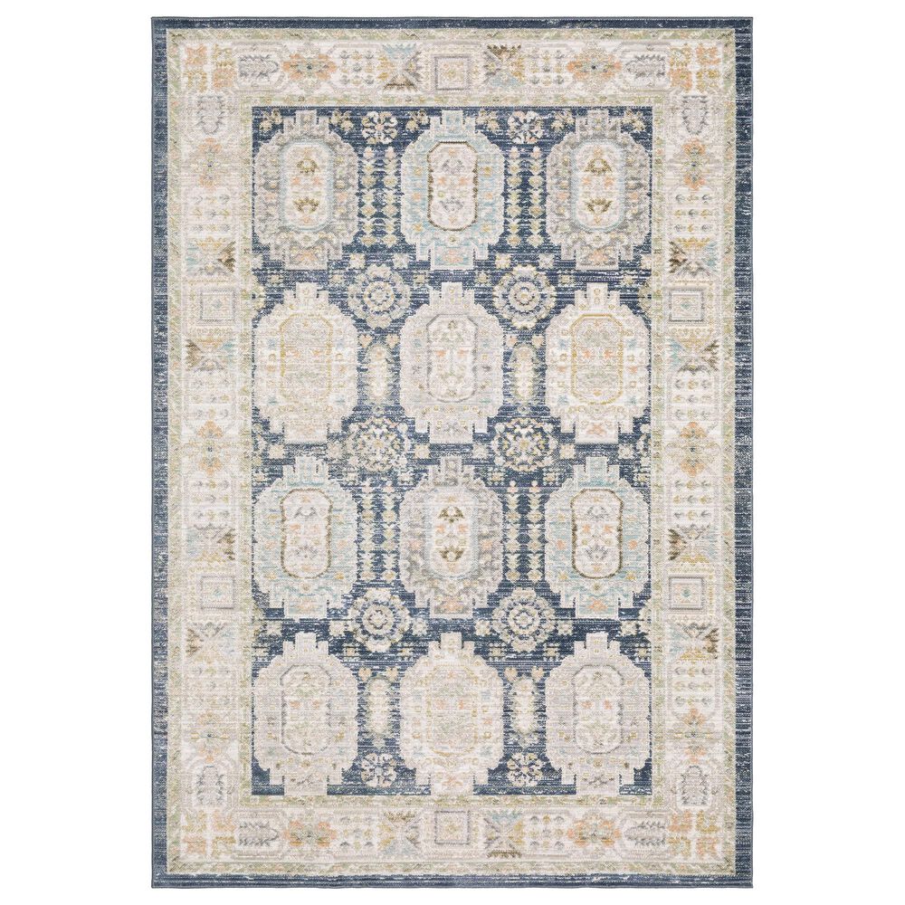 ROW by Oriental Weavers Cavett CAV07 Blue and Gold 9"10" x 13" Area Rug, , large