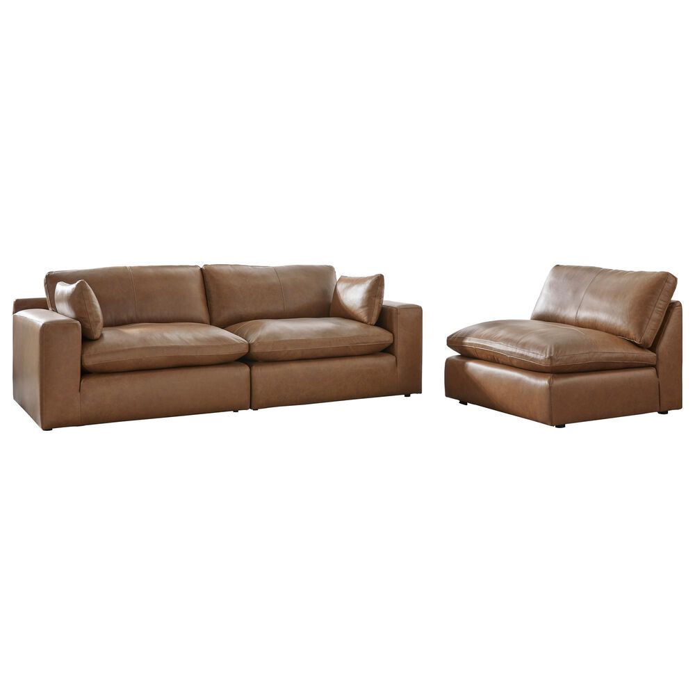 Ashley Emilia 3-Piece Stationary Symmetrical Sectional Sofa in Caramel, , large