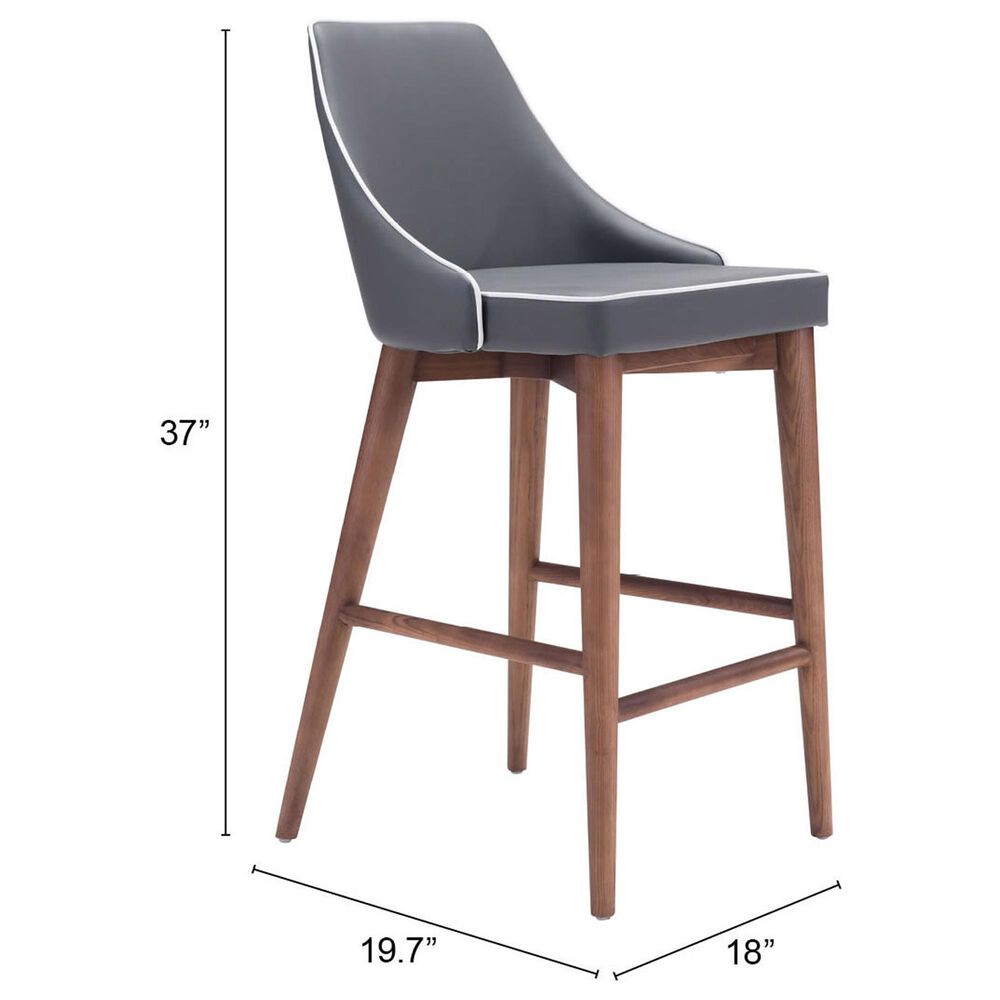 Zuo Modern Moor Counter Chair in Dark Gray/Brown, , large