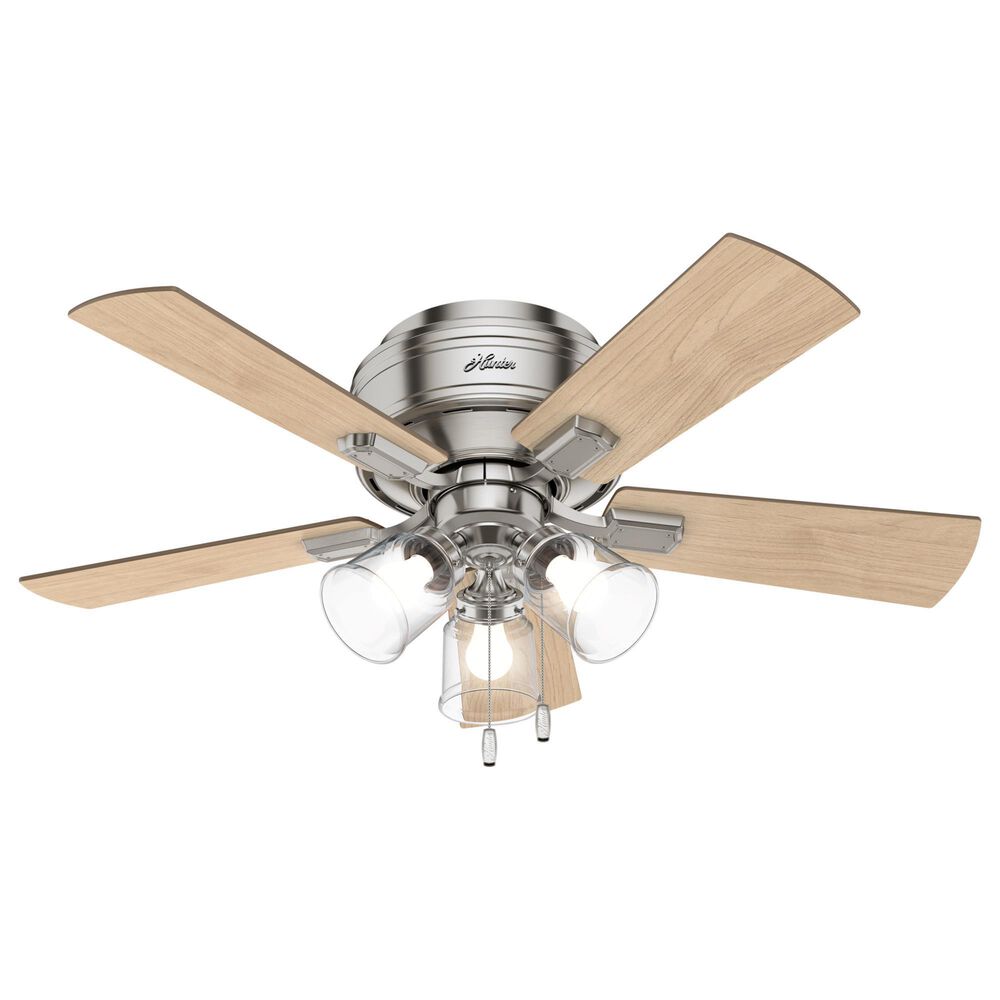 Hunter Crestfield 42" Low Profile Ceiling Fan with 3 Lights in Brushed Nickel, , large