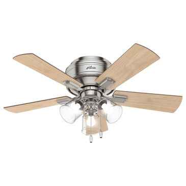 Hunter Crestfield 42" Low Profile Ceiling Fan with 3 Lights in Brushed Nickel, , large
