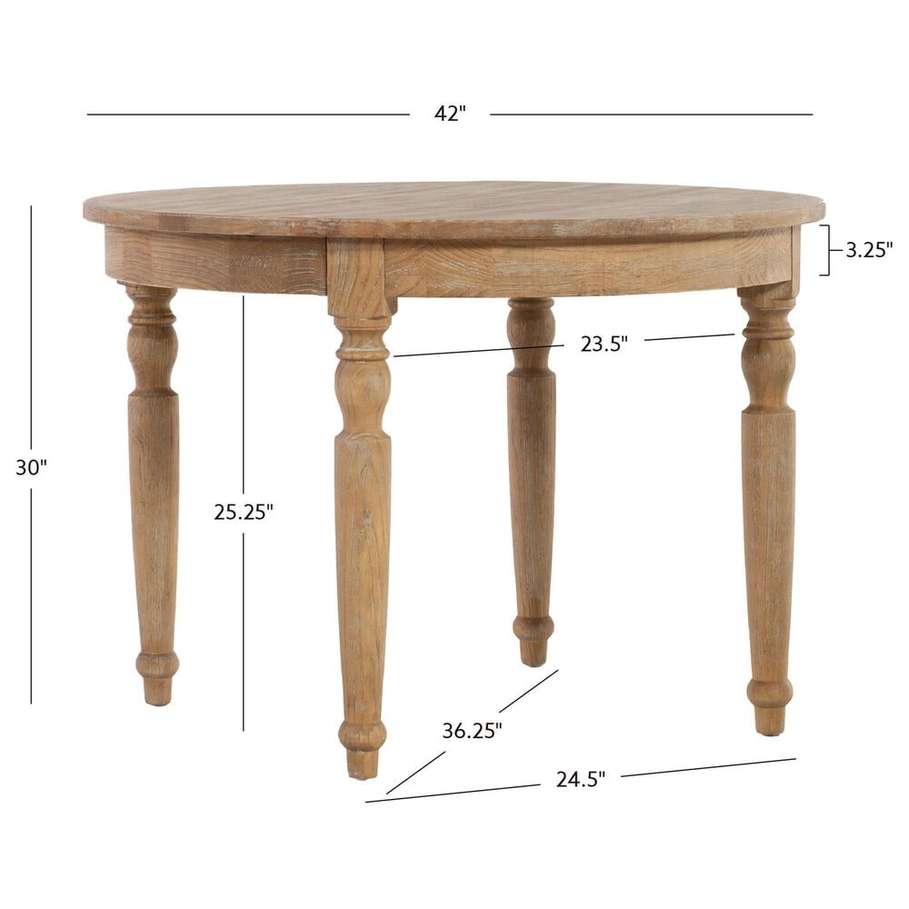 Linon Home Decor Avalon Round Dining Table in Light Natural Brown - Table Only, , large